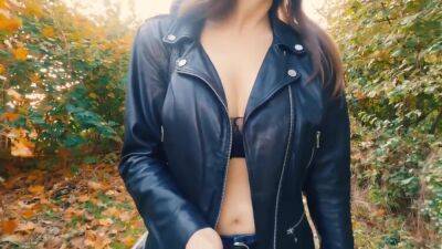 Boobwalk: Leather Jacket, Fine Mesh Bra. Hard Nipples - hclips.com