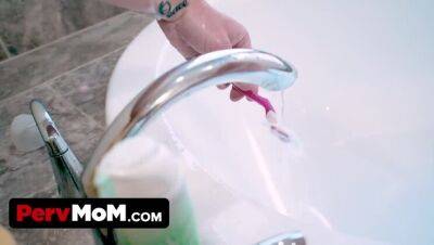 Horny StepSon Helps His Huge Boobed StepMother In The Bathroom And Shaves Her Hard To Reach Spots - porntry.com