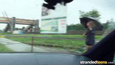 Hitchhiking Steurtess gets down and dirty with hung stranger's hard cock - sexu.com - Hungary