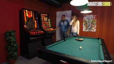 Hot German babe with tattoos goes wild on the pool table in Game Night Quickly Turns into Hardcore Sex - sexu.com - Germany