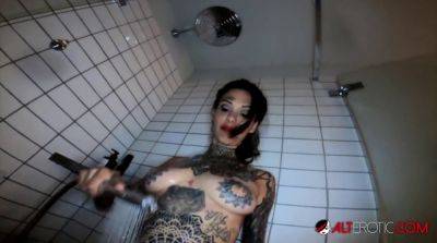 Lucy ZZZ gets her inked body pounded hard in the shower - sexu.com