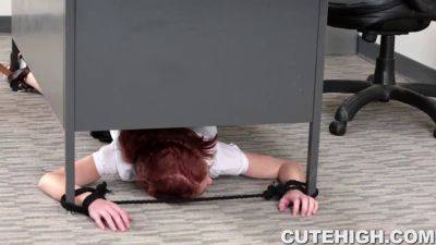 Petite Redhead gets pounded hard by her teacher in doggystyle reality - sexu.com