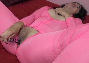 ChickPass - Latina slut Lucy Sunflower cums hard in her pink catsuit - hclips.com